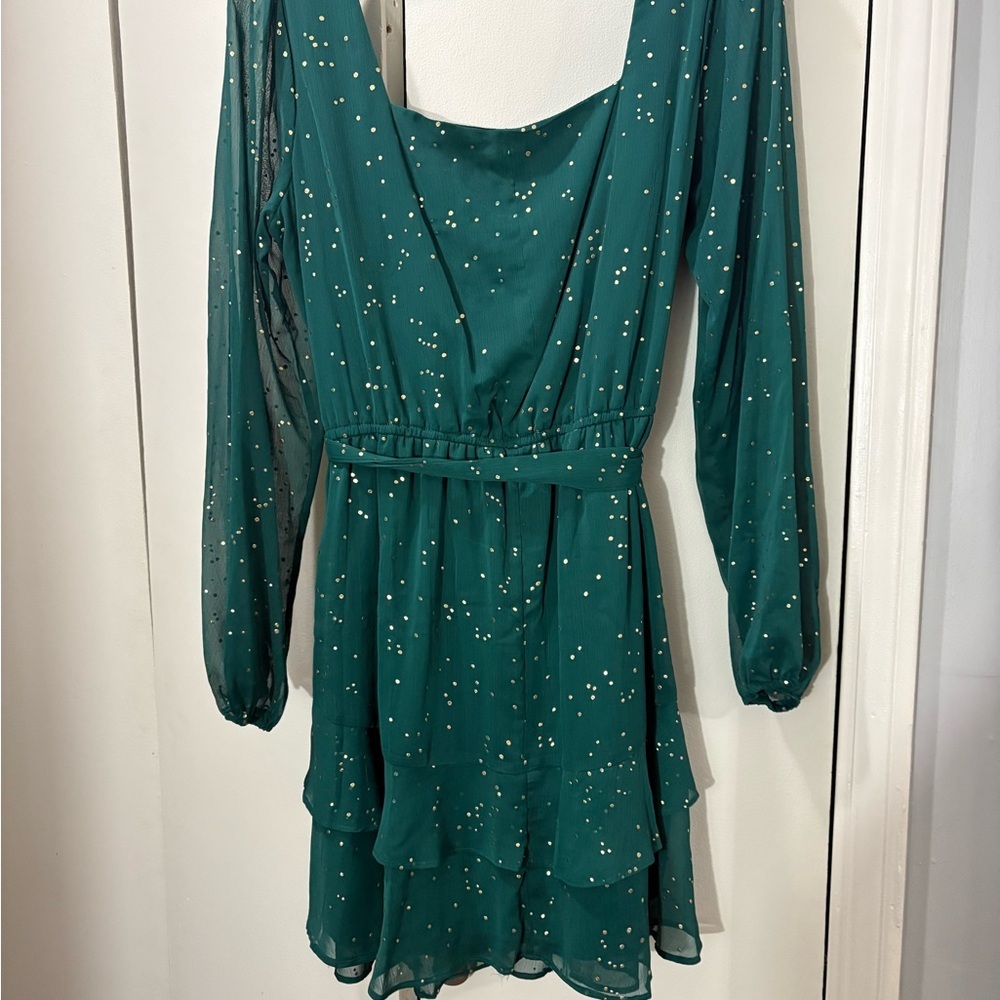 Elegant Green Dress with Sparkling Accents​ - Picture 4 of 8